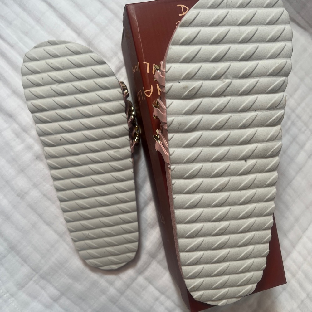 Liliana Pink Sandals with Gold Chain Accents - Picture 4 of 5